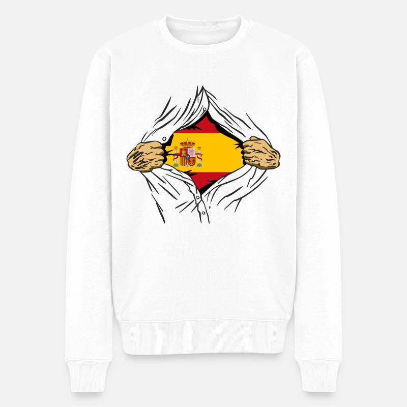 Spanien Flagge Vintage Spanische Fahne Used Look - Männer Premium Bio Pullover - Weiß