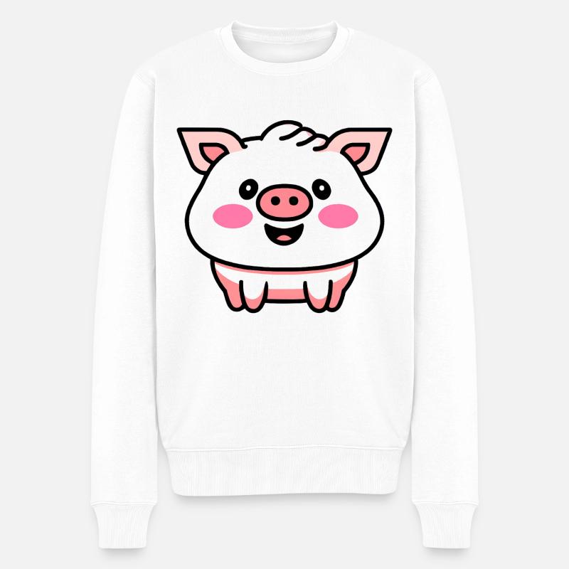 Mignon cochon qui rit Kawaii - Pull Premium bio Homme - blanc