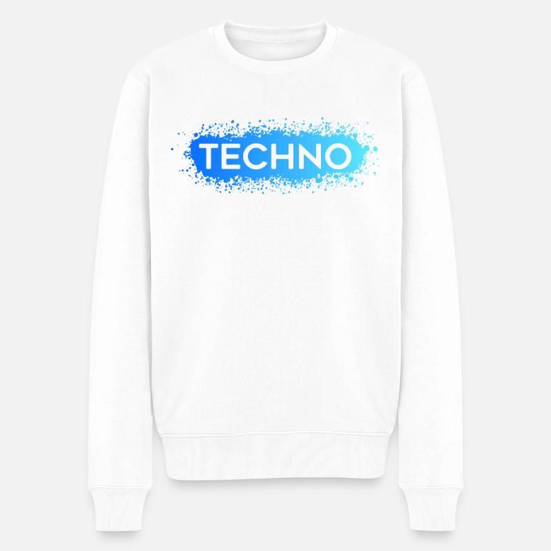 Techno Techno Bleu Splat - Pull Premium bio Homme - blanc