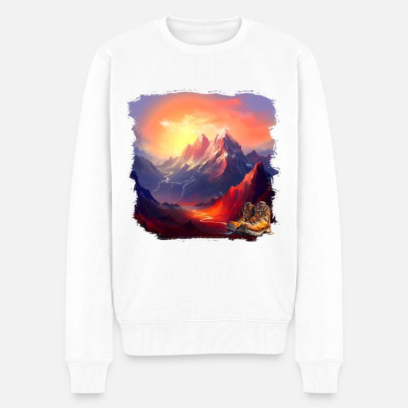 Gebirge - Männer Premium Bio Pullover - Weiß