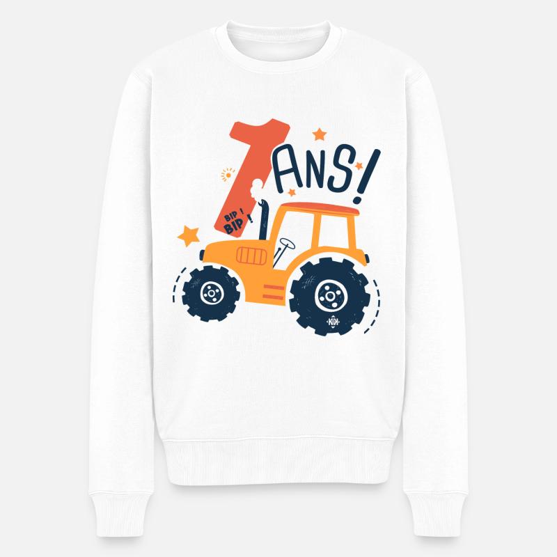 1 ans anniversaire tracteur - Pull Premium bio Homme - blanc