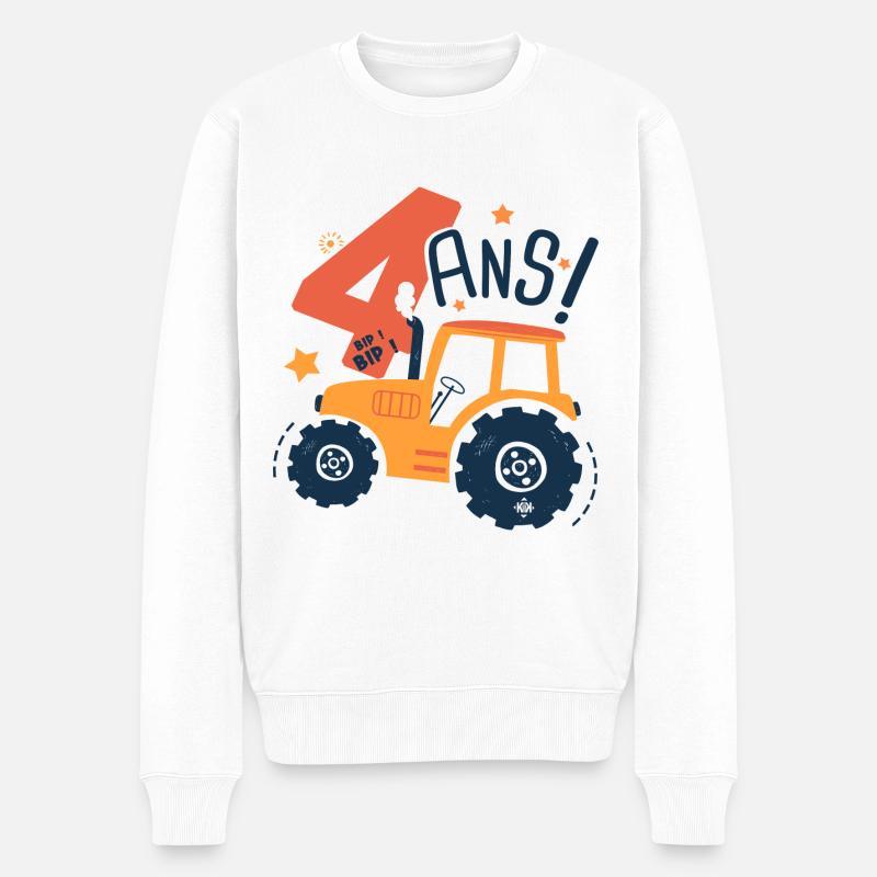 4 ans anniversaire tracteur - Pull Premium bio Homme - blanc