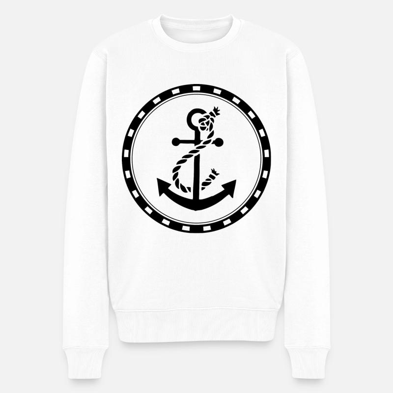 Anker - Anchor - Maritim - Nautik - Männer Premium Bio Pullover - Weiß