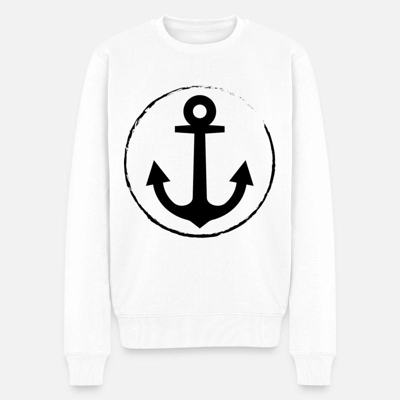 Anker - Anchor - Maritim - Nautik - Männer Premium Bio Pullover - Weiß