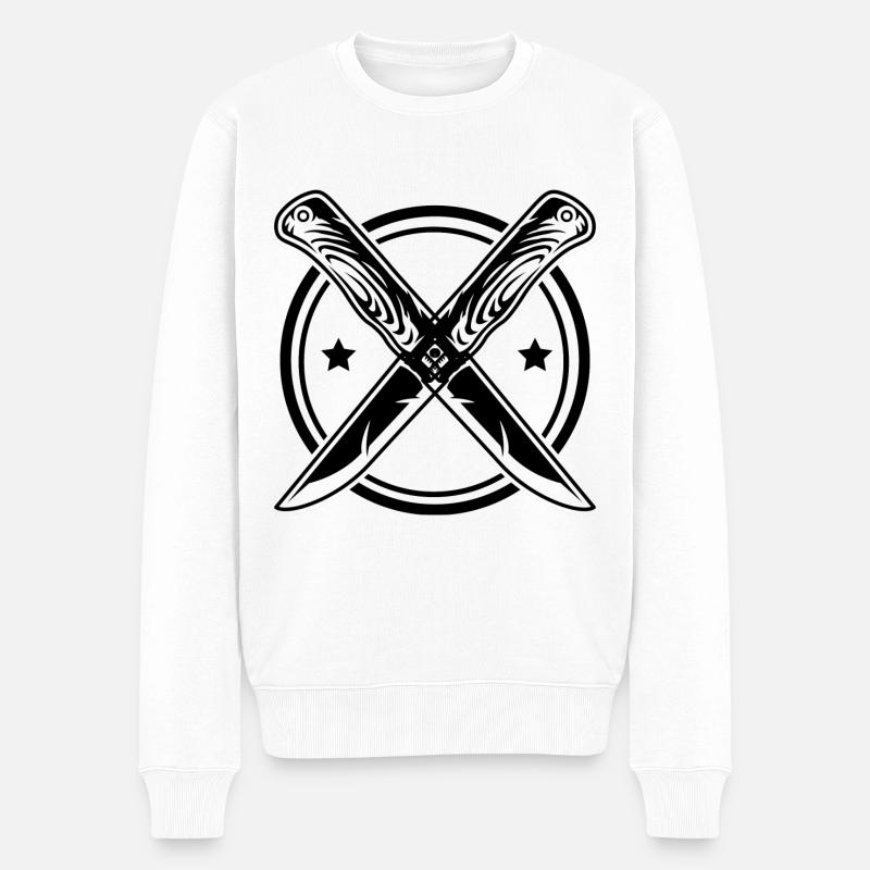 Messer - Männer Premium Bio Pullover - Weiß
