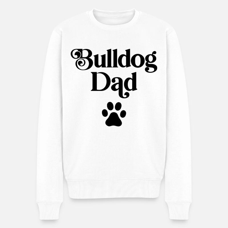Bulldogge Vater - Männer Premium Bio Pullover - Weiß
