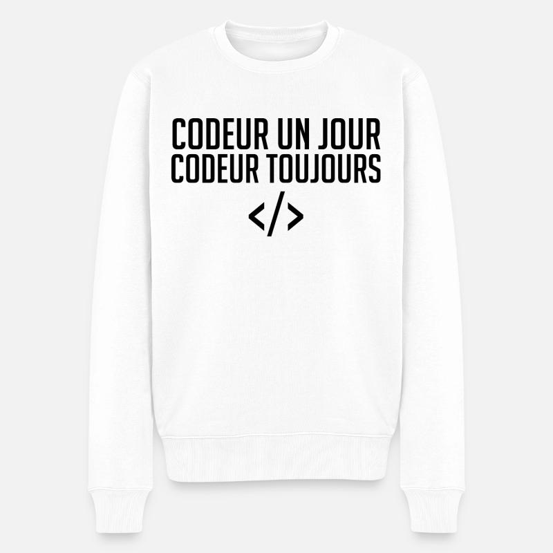 Codeur Un Jour, Codeur Toujours - Pull Premium bio Homme - blanc