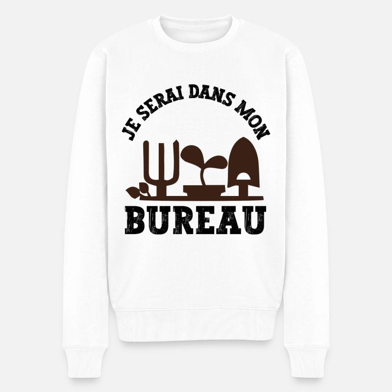 je serai dans mon bureau - Pull Premium bio Homme - blanc
