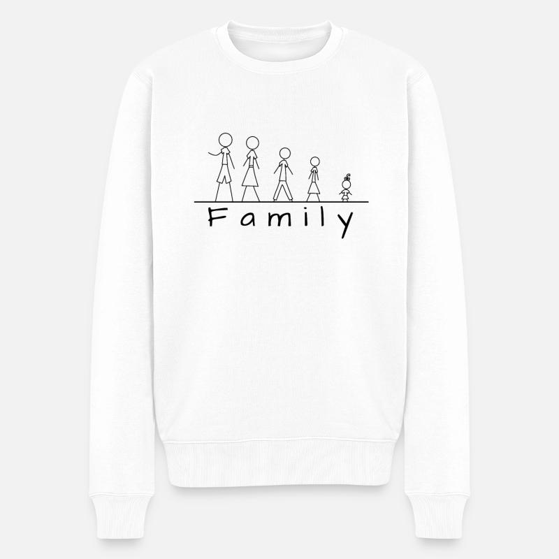 Strichmännchenfamilie - Männer Premium Bio Pullover - Weiß