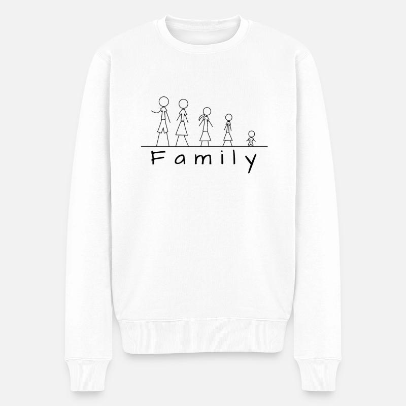 Famille de figurines en bâton - Pull Premium bio Homme - blanc