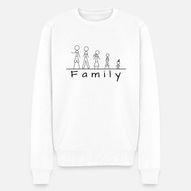 Famille de figurines en bâton - Pull Premium bio Homme - blanc