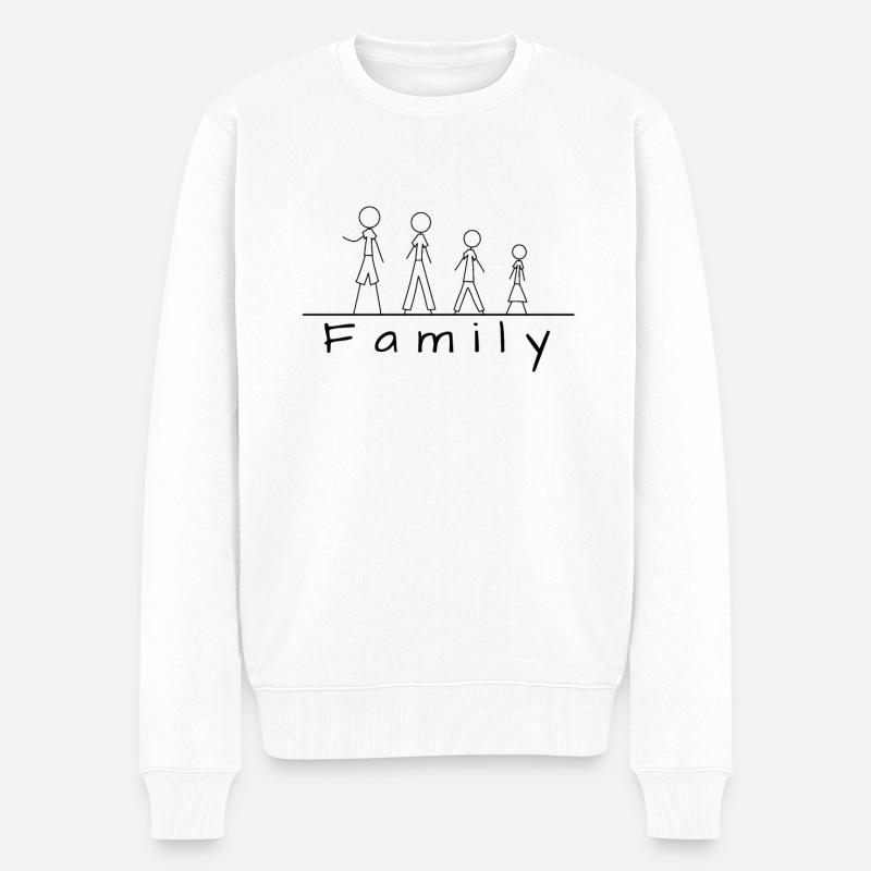 Strichmännchenfamilie - Männer Premium Bio Pullover - Weiß