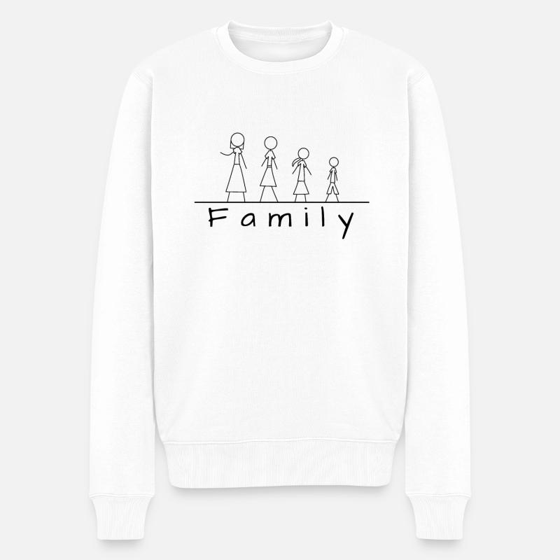 Strichmännchenfamilie - Männer Premium Bio Pullover - Weiß