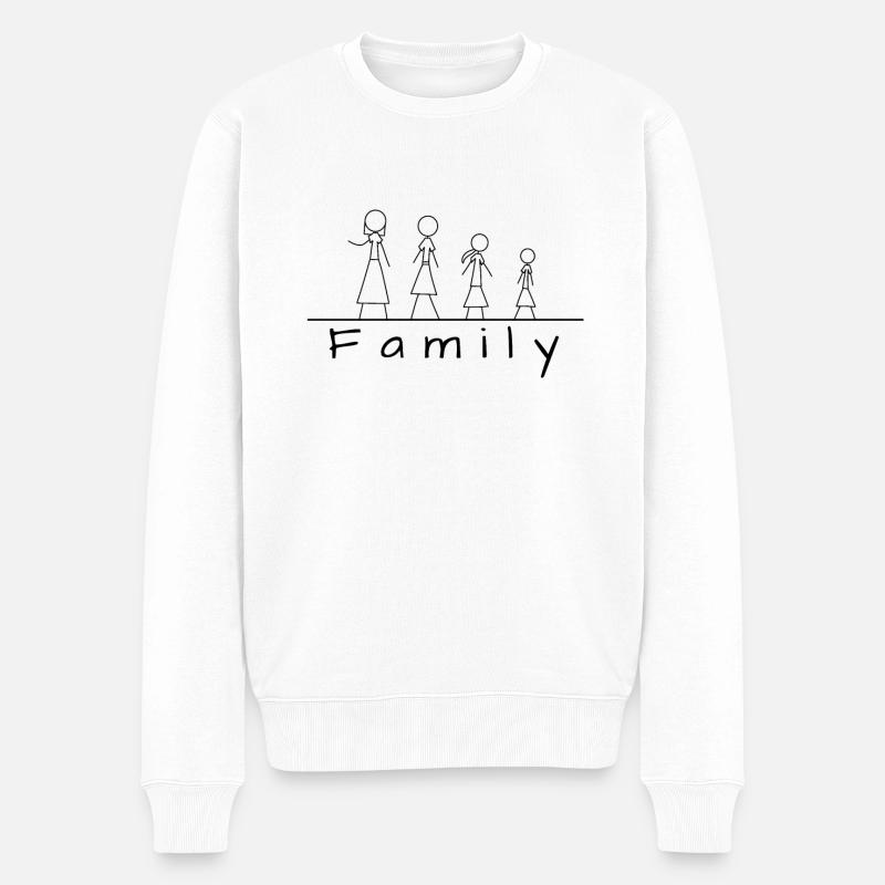 Strichmännchenfamilie - Männer Premium Bio Pullover - Weiß
