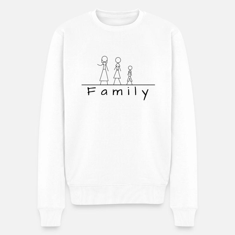 Strichmännchenfamilie - Männer Premium Bio Pullover - Weiß