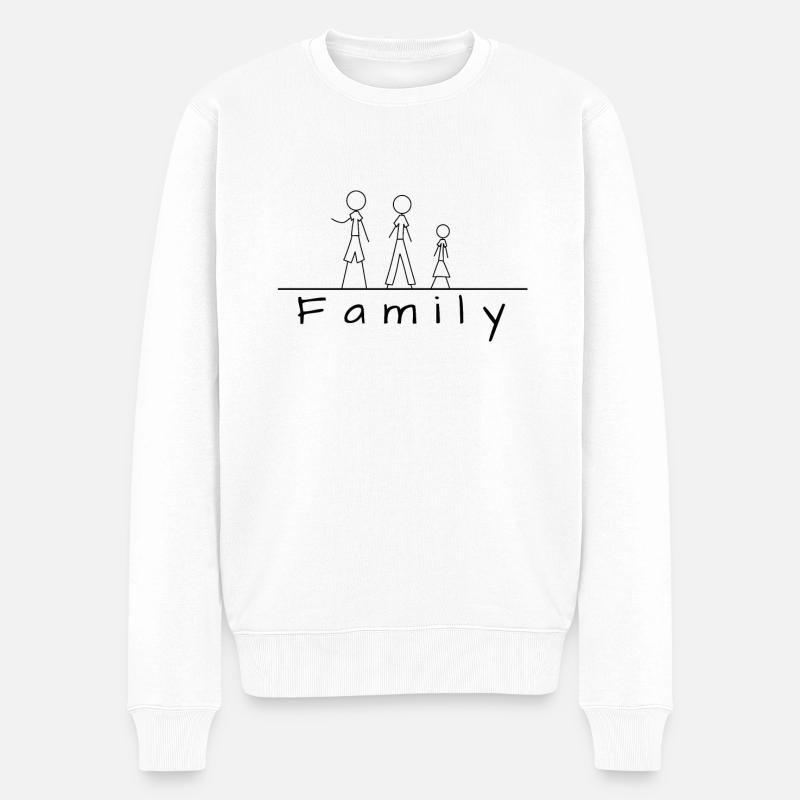 Strichmännchenfamilie - Männer Premium Bio Pullover - Weiß