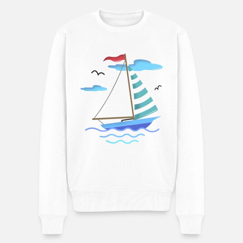 SEGELBOOT BOOT HAFEN SEE MEER MARITIM GESCHENKIDEE - Männer Premium Bio Pullover - Weiß