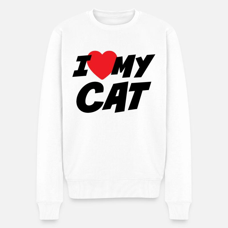 Ich liebe meine Katze - Männer Premium Bio Pullover - Weiß