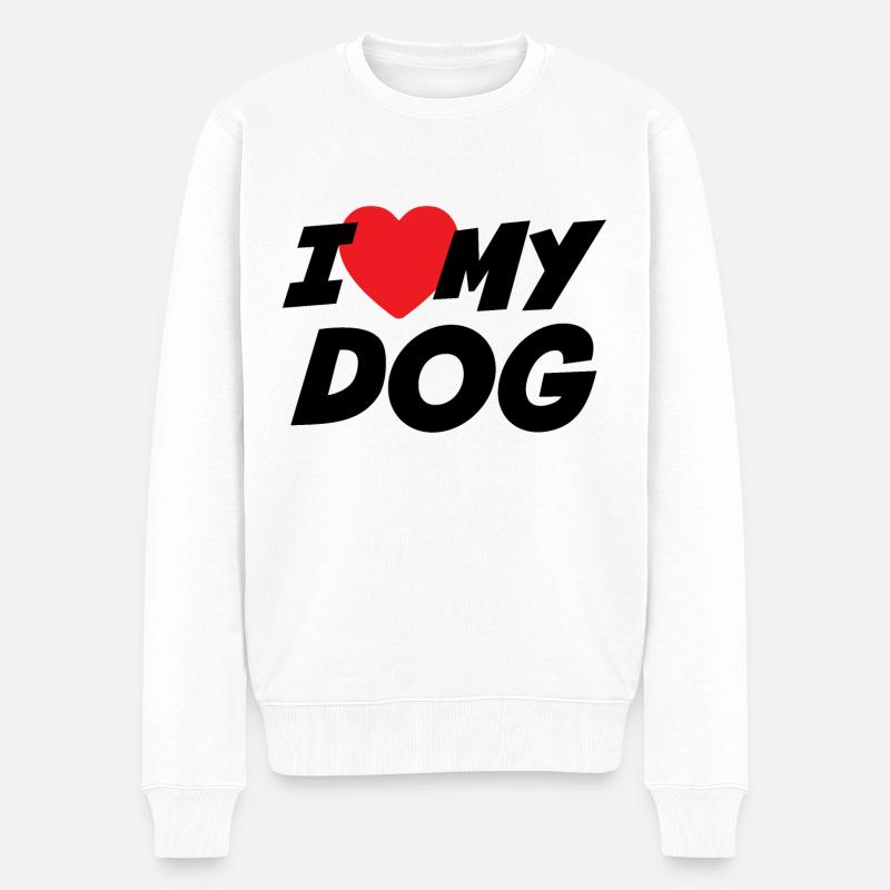 Ich liebe meinen Hund - Männer Premium Bio Pullover - Weiß