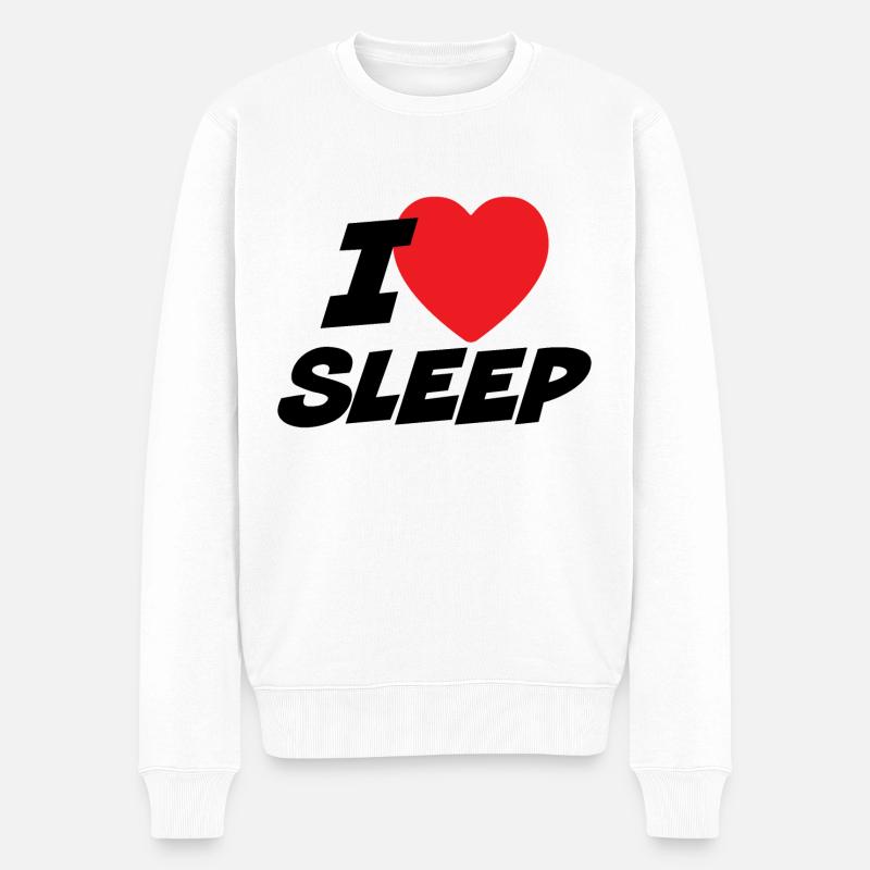 Ich liebe Schlaf - Männer Premium Bio Pullover - Weiß