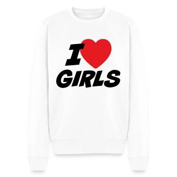 J’aime les filles - Pull Premium bio Homme - blanc - Devant - Thijin (182cm)