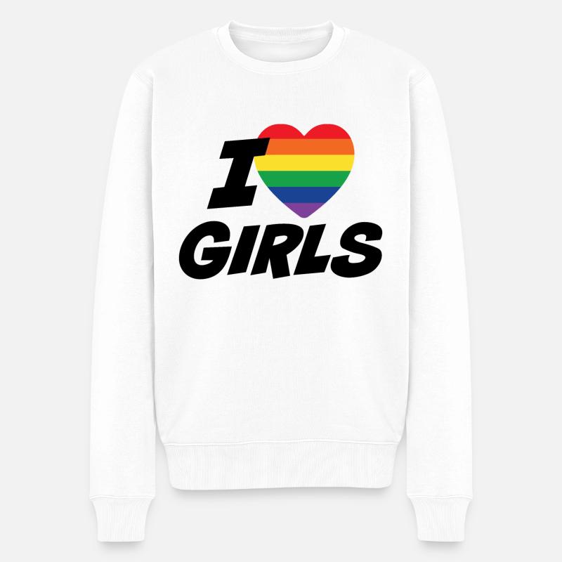 Ich liebe Girls Pride - Männer Premium Bio Pullover - Weiß