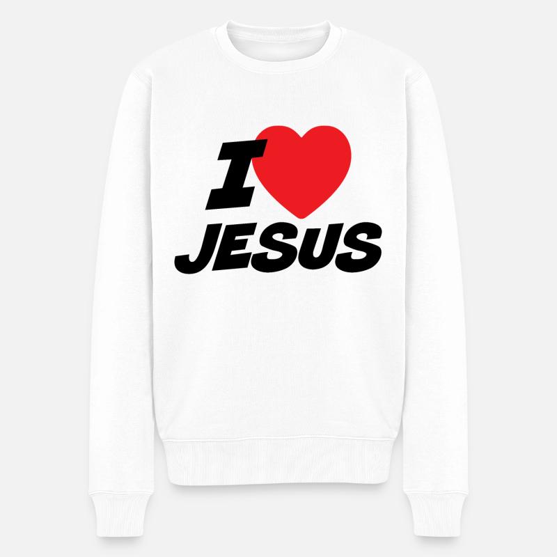 J’aime Jésus - Pull Premium bio Homme - blanc