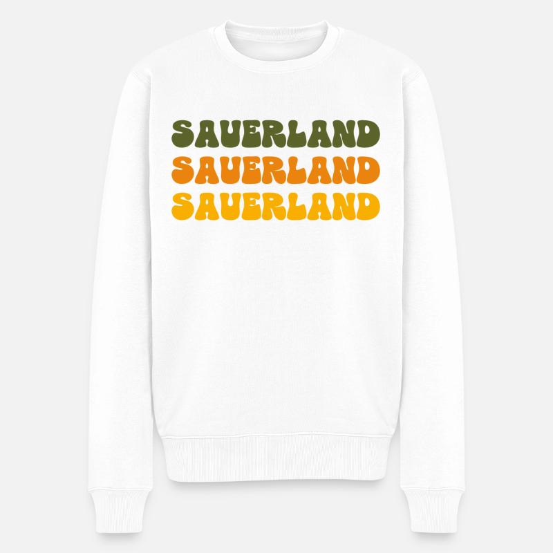 Schriftzug Sauerland - Männer Premium Bio Pullover - Weiß
