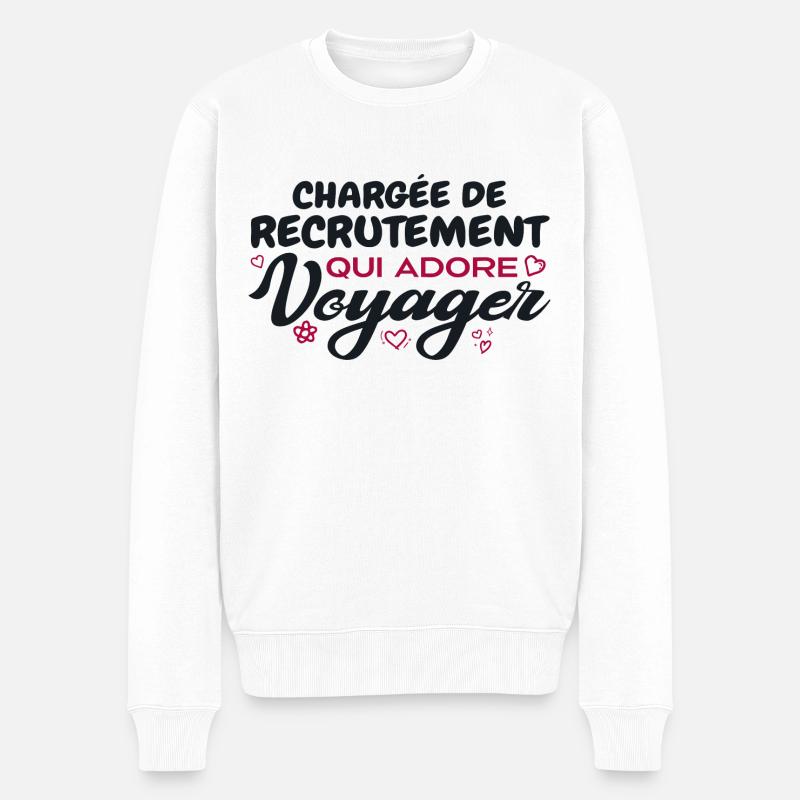 Chargée de recrutement globe-trotteuse passionnée - Pull Premium bio Homme - blanc