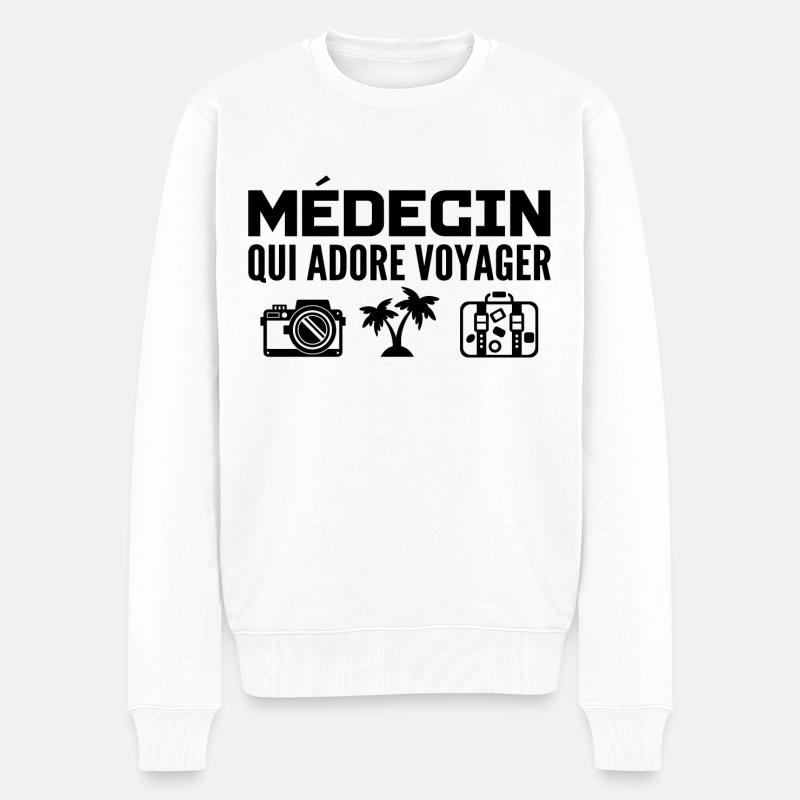 Reisende & Ärzte: Leidenschaft & Entdeckung - Männer Premium Bio Pullover - Weiß