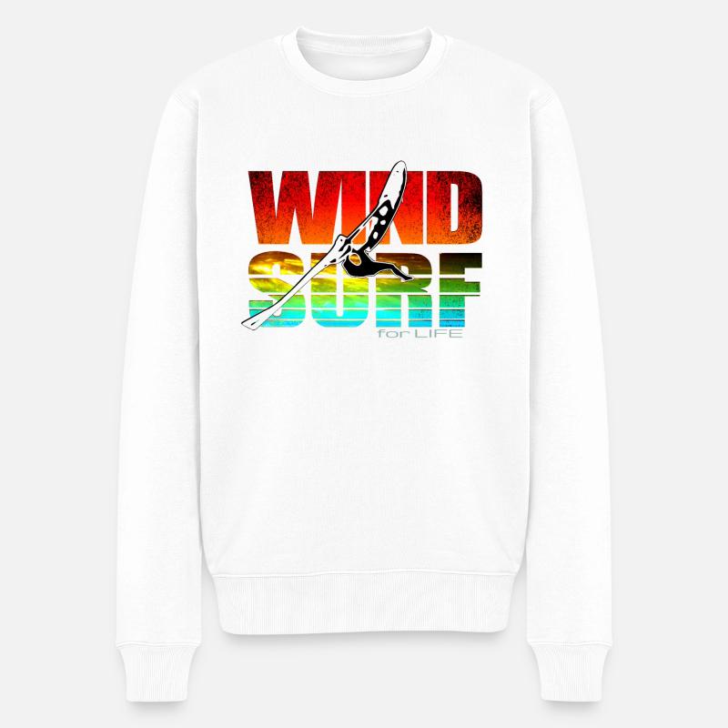Windsurfen fürs Leben - Männer Premium Bio Pullover - Weiß