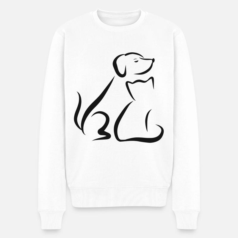 Hund Katze Hunde Katzen Tierliebe Tier Haustier - Männer Premium Bio Pullover - Weiß