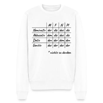 Lustiges Deutsche Grammatik Hilfe Deutsch Lehrer - Männer Premium Bio Pullover - Weiß - Vorne - Thijin (182cm)