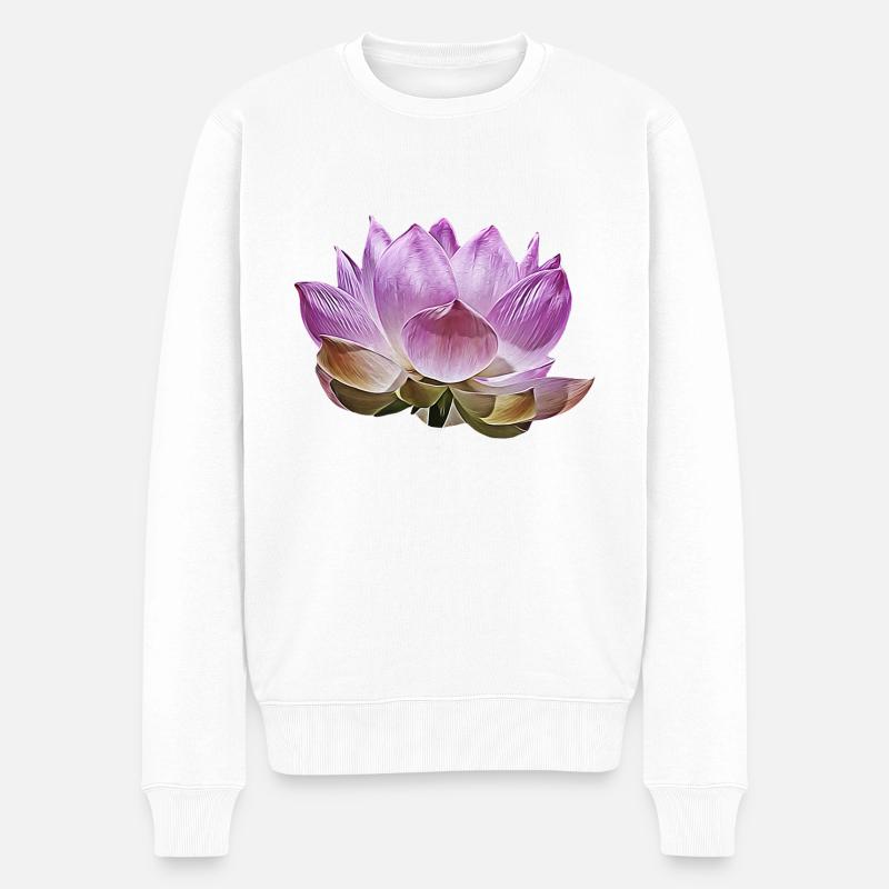 Lotusblüte - Männer Premium Bio Pullover - Weiß