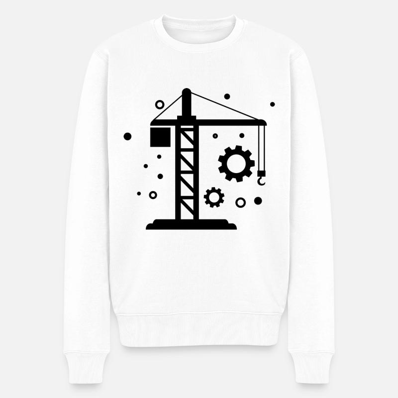 Grue - Logistique de manutention de conteneurs de chantier - Pull Premium bio Homme - blanc