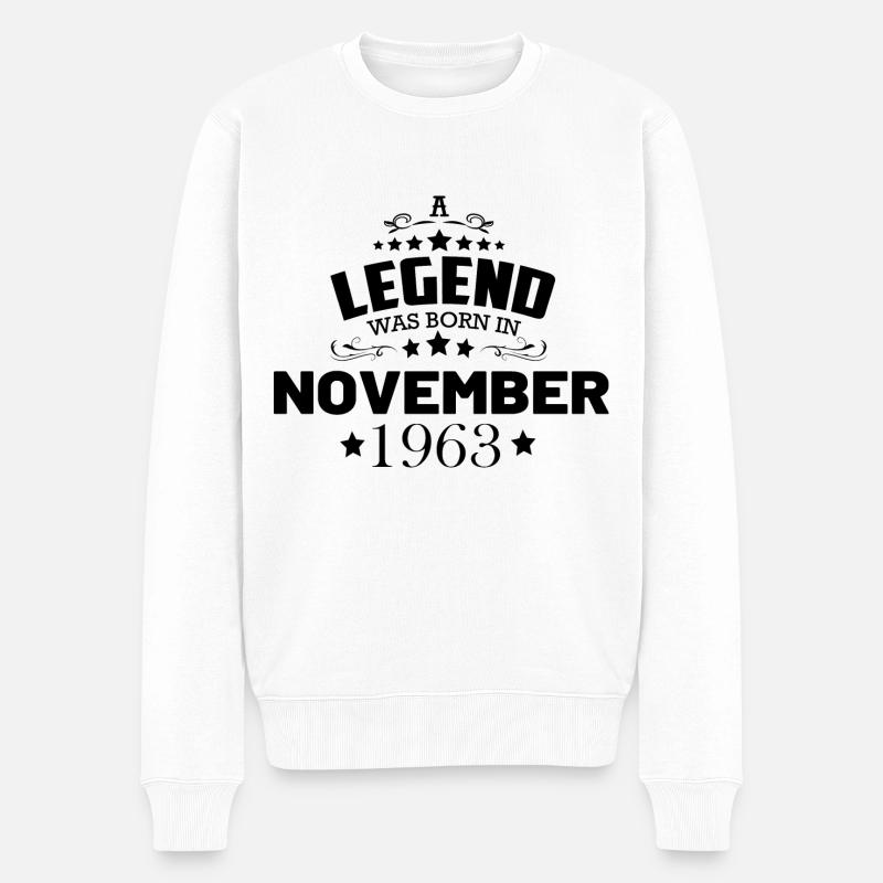 Geburtstag Legend November 1963 Unvergesslich - Männer Premium Bio Pullover - Weiß