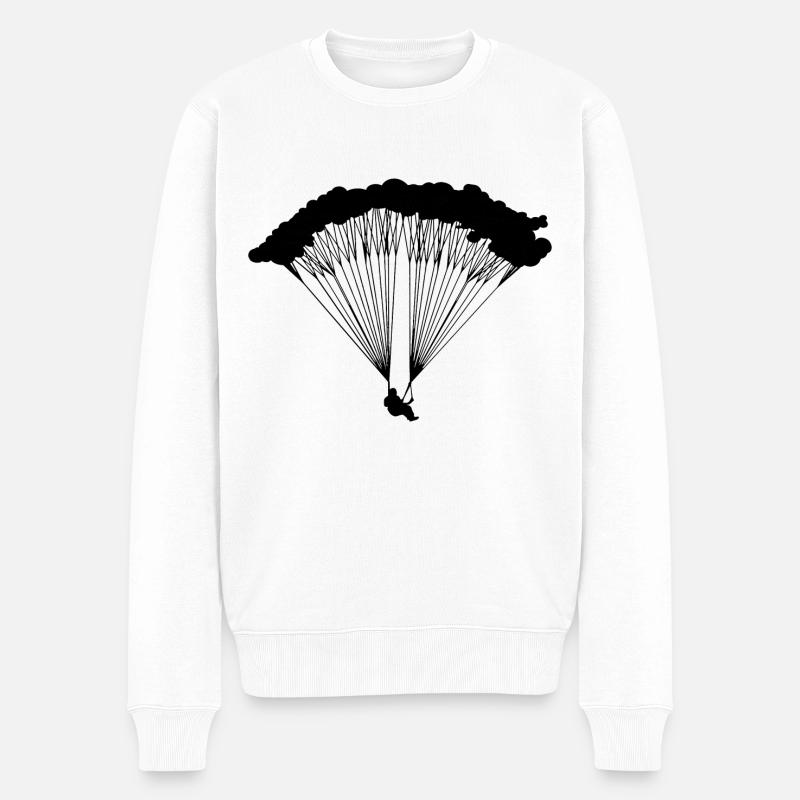 Parachutiste en silhouette nuageuse - Pull Premium bio Homme - blanc