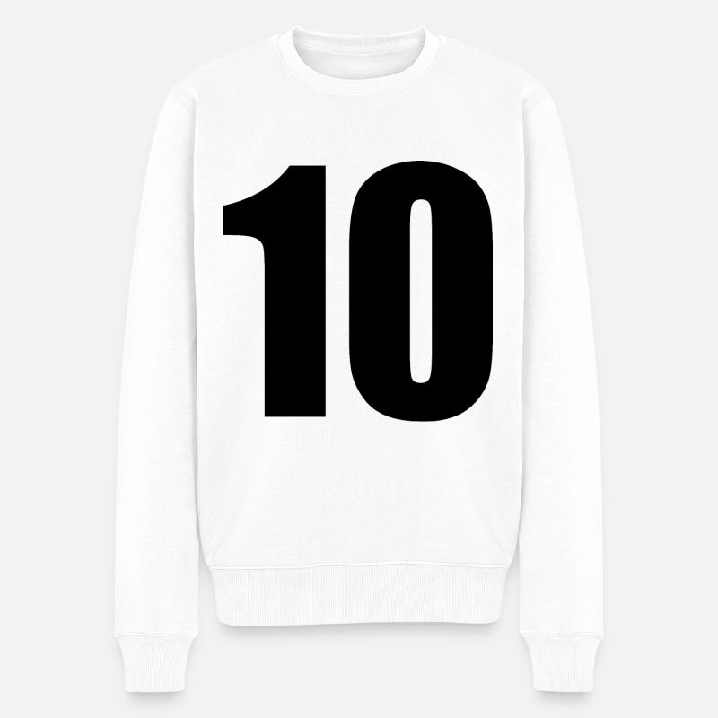 10 - Männer Premium Bio Pullover - Weiß