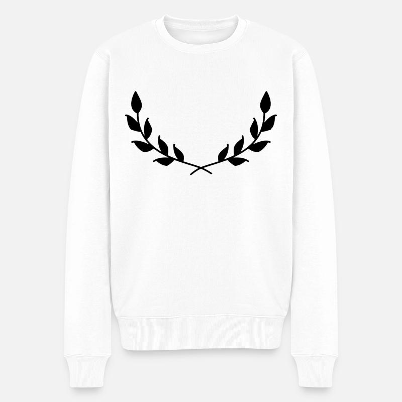 Blätter - Männer Premium Bio Pullover - Weiß