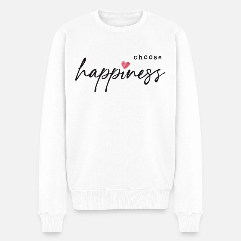 Choose Happiness - Männer Premium Bio Pullover - Weiß