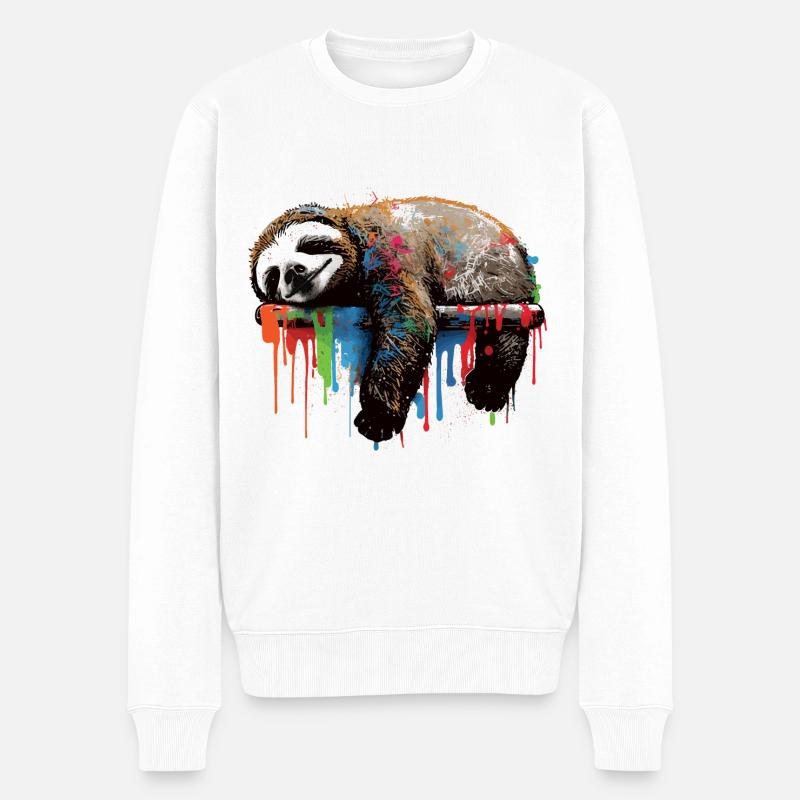 Paresseux graffiti - Pull Premium bio Homme - blanc
