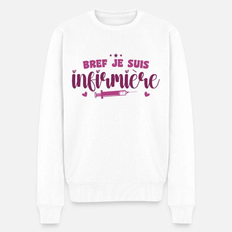 Kurz gesagt, ich bin Krankenschwester - Männer Premium Bio Pullover - Weiß