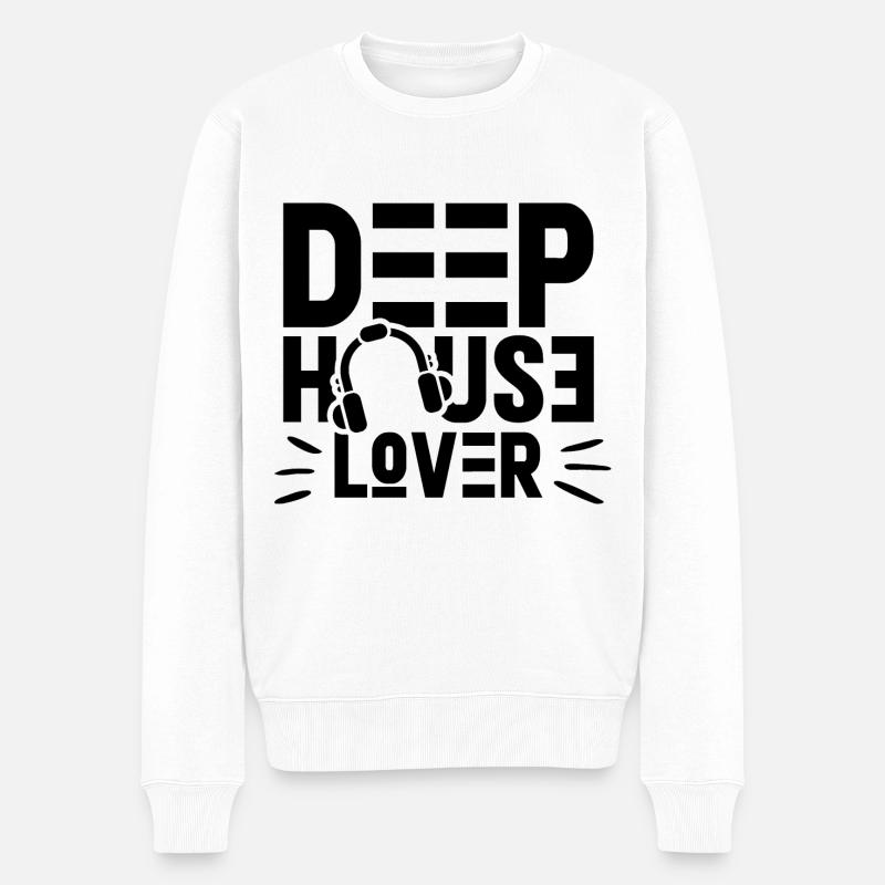 Deep House Liebhaber DJ Goa Rave Techno Musik - Männer Premium Bio Pullover - Weiß