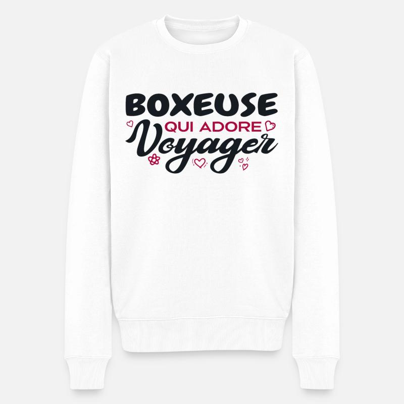 Weltenbummler mit Reiseleidenschaft - Männer Premium Bio Pullover - Weiß