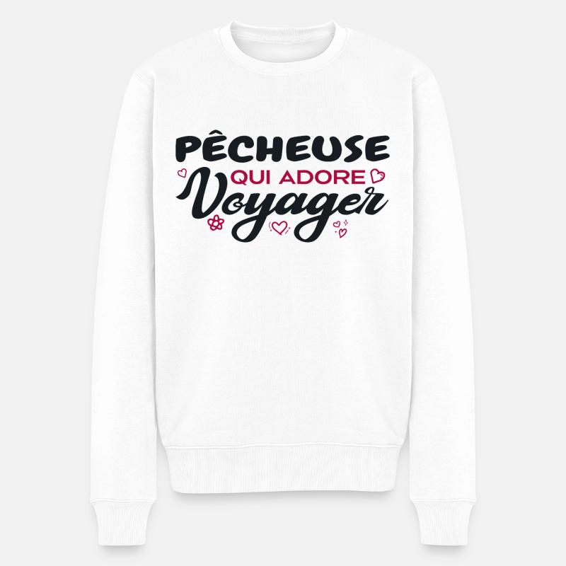 Pêcheuse globe-trotteuse passionnée de voyages - Pull Premium bio Homme - blanc