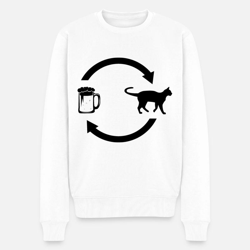 Bier loading Pfeile und Katze - - Männer Premium Bio Pullover - Weiß
