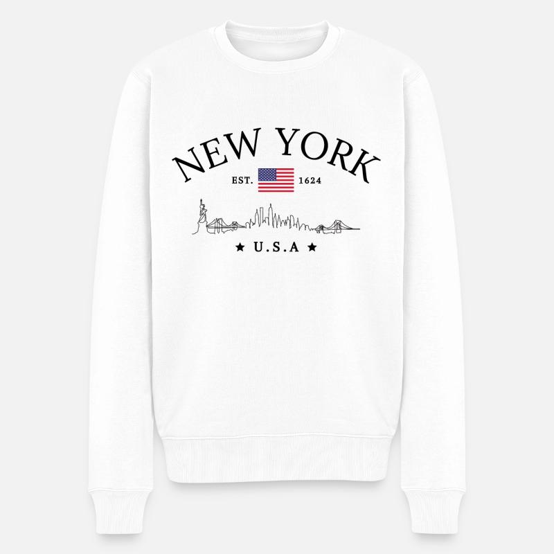 New York Est.1624 Classic - Männer Premium Bio Pullover - Weiß