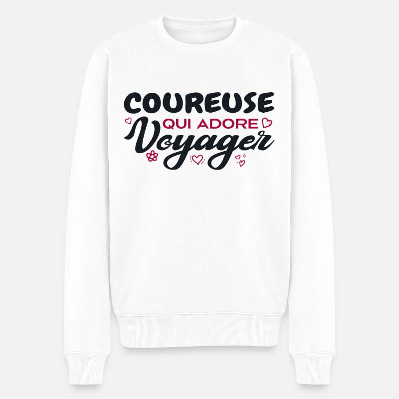 Coureuse globe-trotteuse passionnée de voyages - Pull Premium bio Homme - blanc