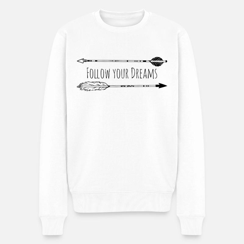 Follow Your Dreams - Pfeile - Männer Premium Bio Pullover - Weiß