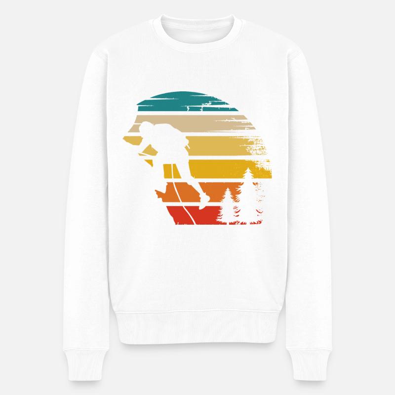 Soleil rétro et escalade - - Pull Premium bio Homme - blanc